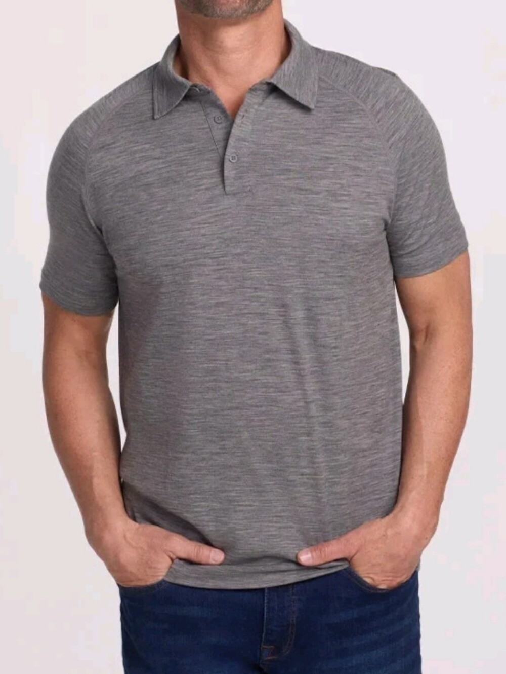 Woolx Mens Summit Merino Polo Shirt XL Heather Gray